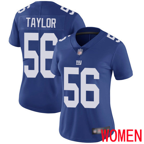 Women New York Giants #56 Lawrence Taylor Royal Blue Team Color Vapor Untouchable Limited Player Football NFL Jersey->women nfl jersey->Women Jersey
